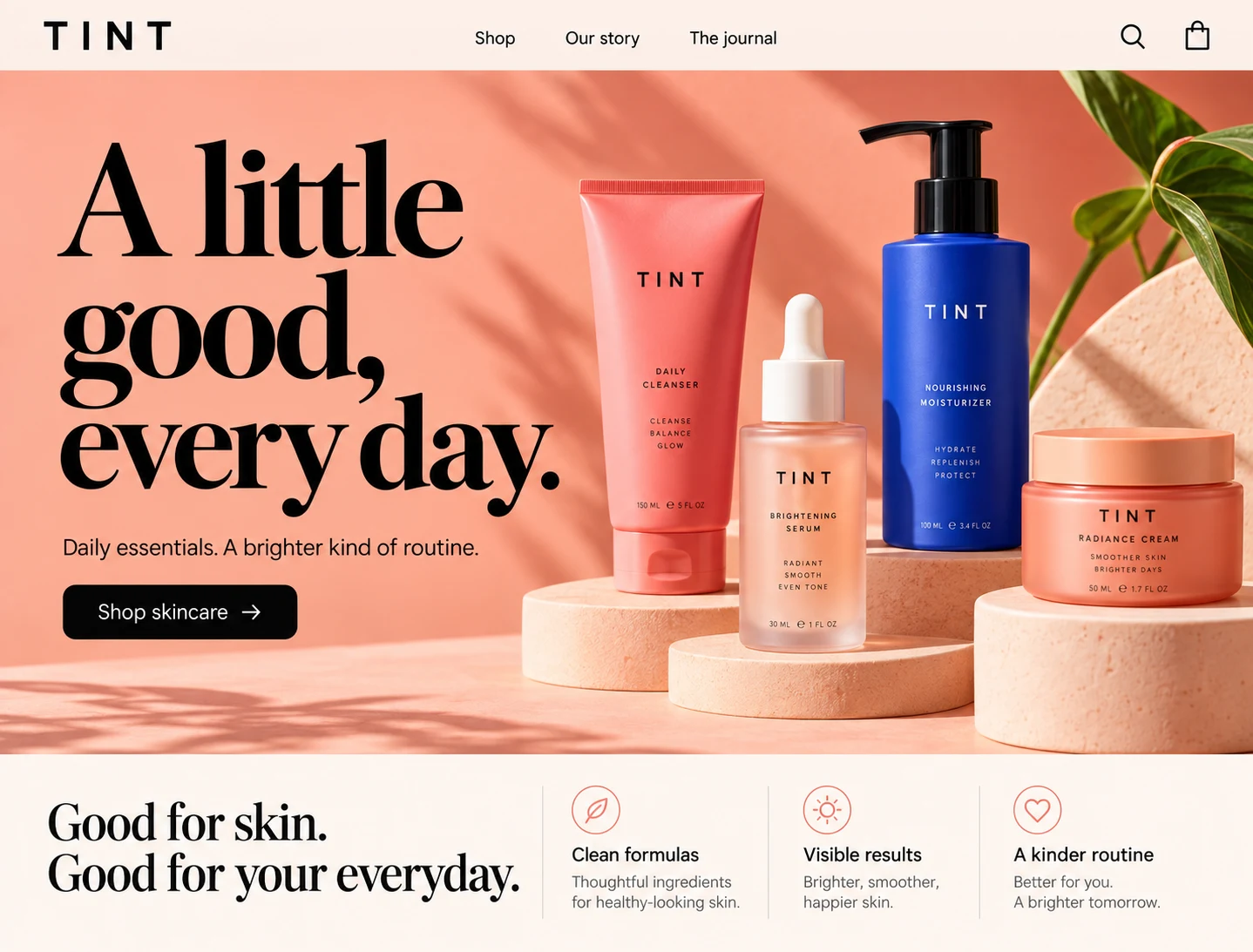 Tint website theme preview